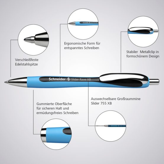 Schneider Slider Rave XB 132504 Ballpoint Pen (Pack of 5) Green - Image 4