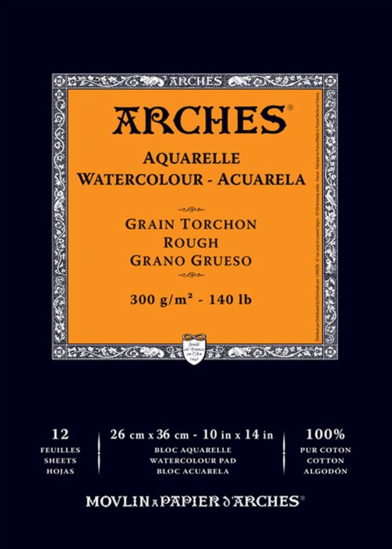 Arches Watercolor Hot Pressed Paper Pad 10-inch x 14-inch-12 Sheets, Other, Multicoloured, 26.03x36.19x0.63 cm