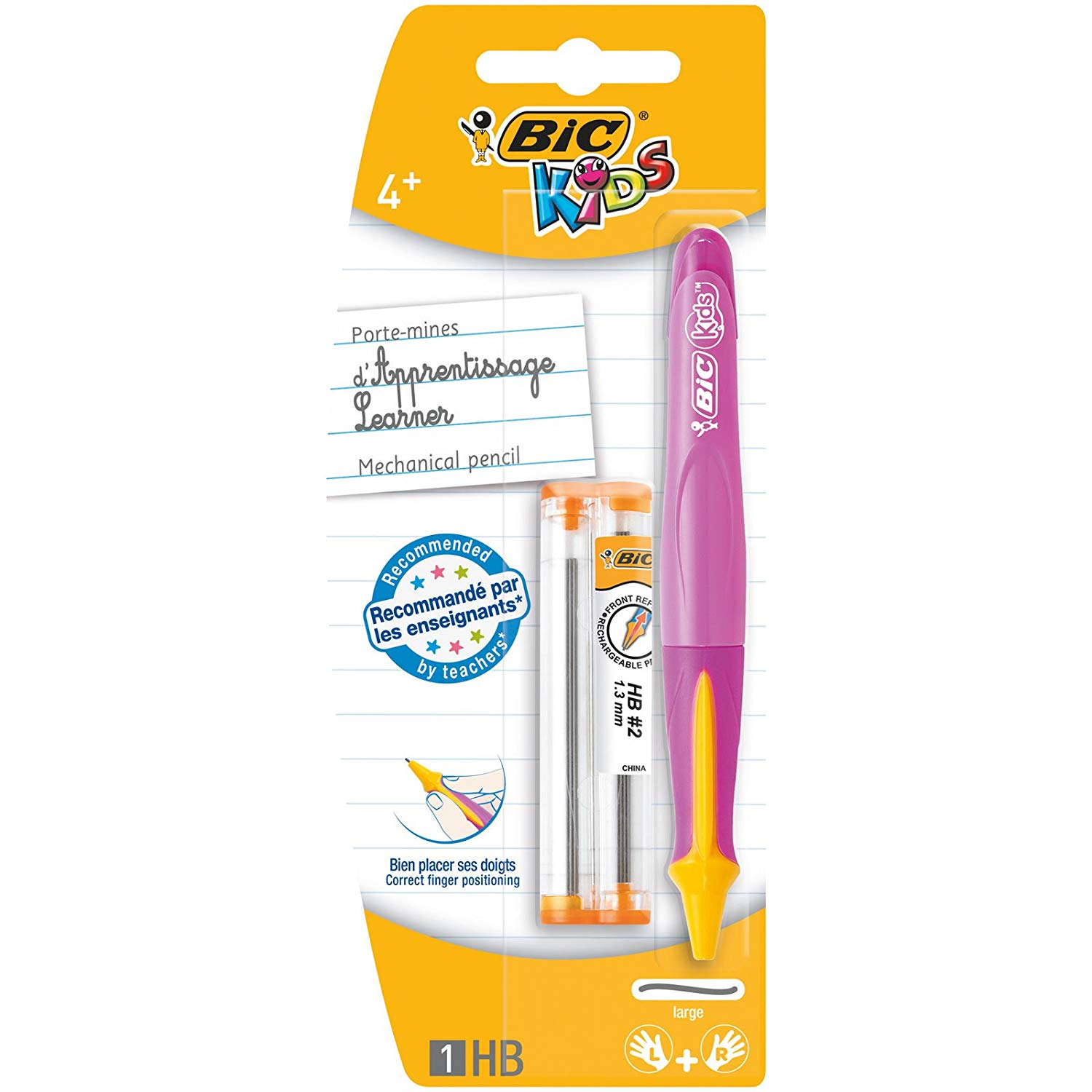 BIC Kids Beginners Range Learner Mechanical Pencil with Refills 1.3mm Assorted colors, Blue,Pink,Assorted Colors