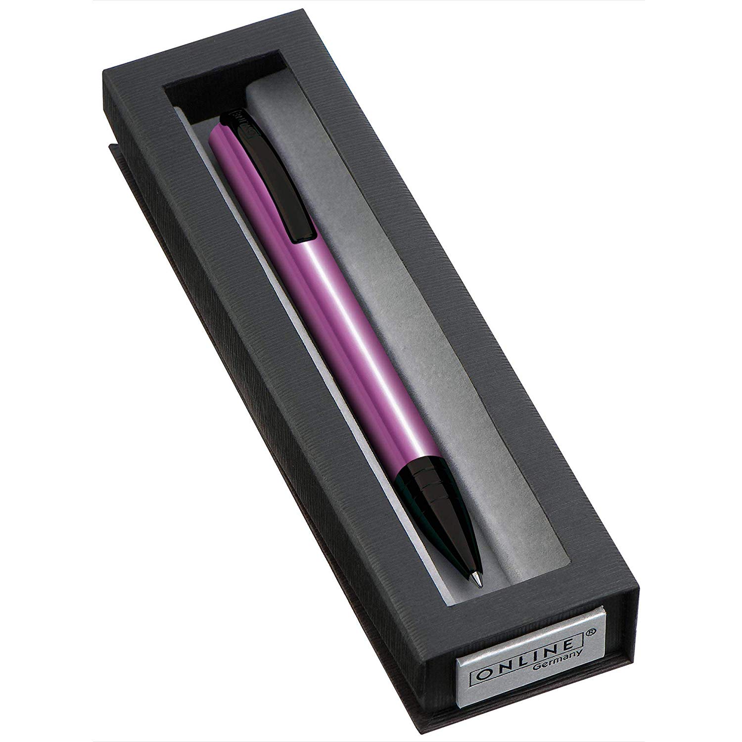 ONLINE Vision Magic Pink 36046 Pure Aluminium Ballpoint Pen with International M Refill - Black Ink - Gift Box