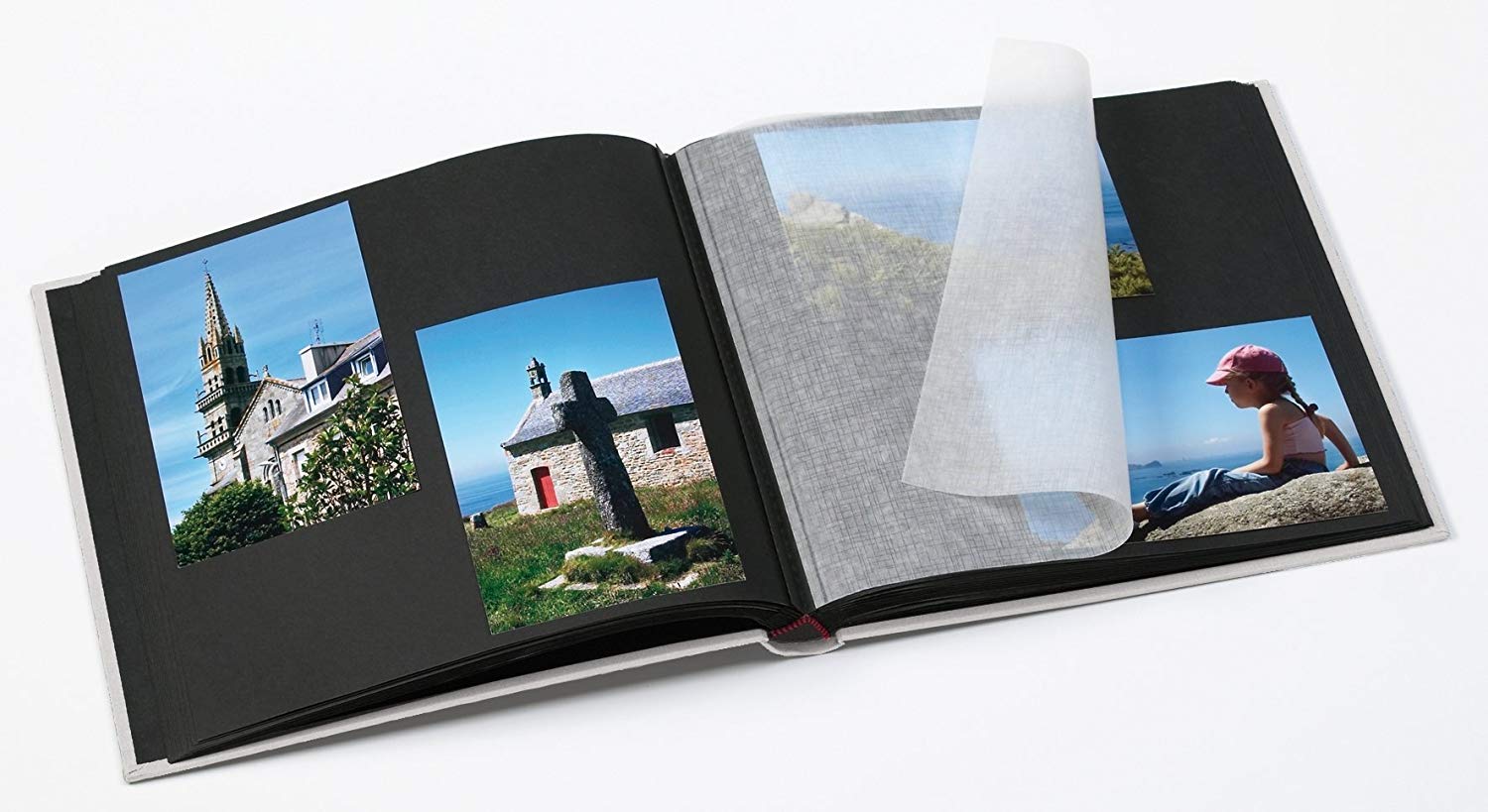 walther design Photo Album Beige-Grey 26 x 26 cm Linen with Cover Punching, Black and White FA-209-D - Image 3