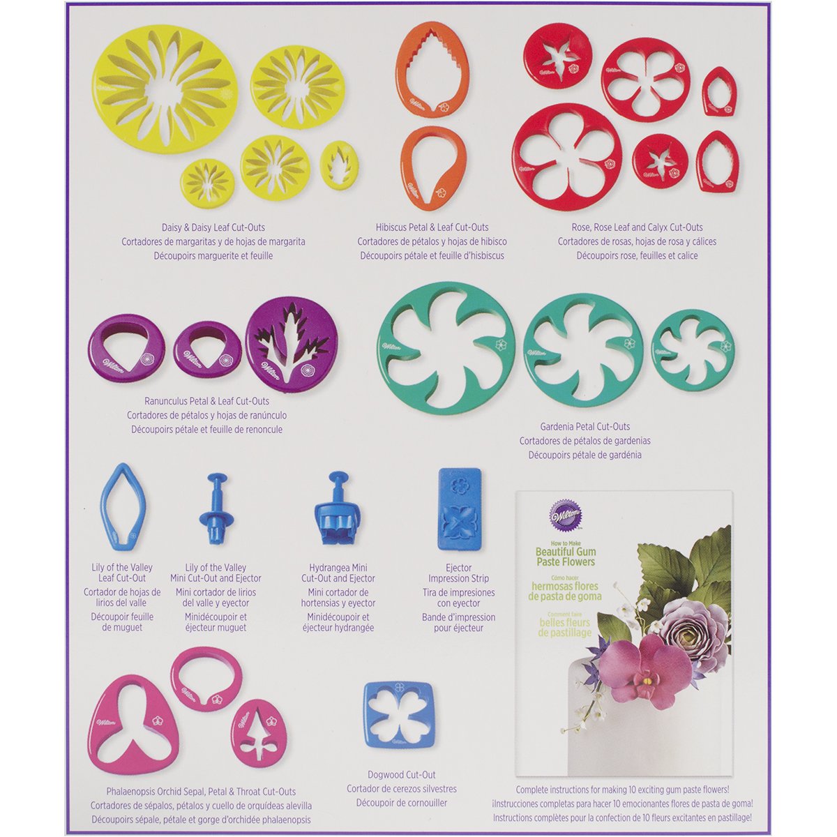 Wilton 2109-7987 Gum Paste Flower Cutter Set, Plastic, Multicoloured, 28 Pieces, Silver - Image 2