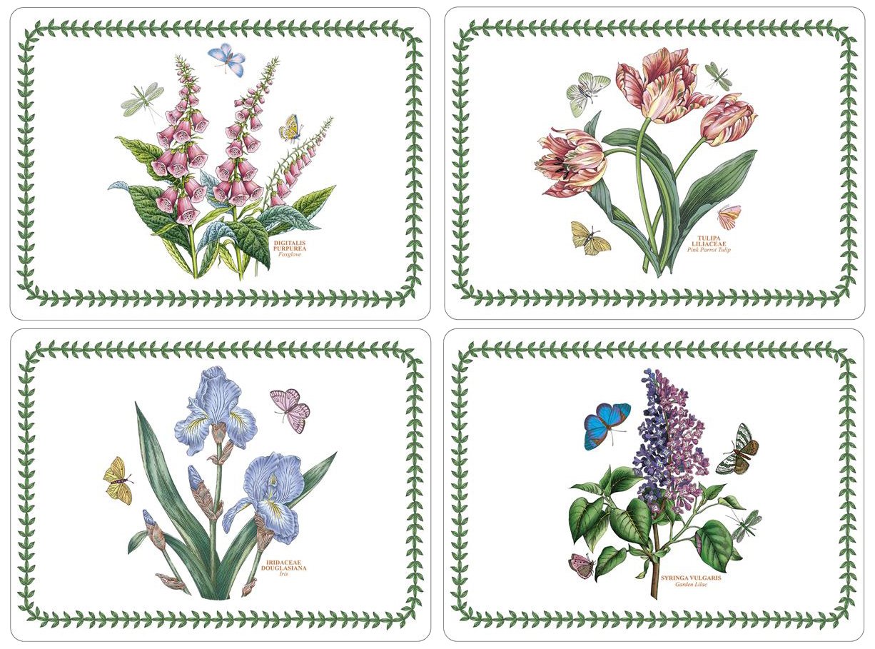 Pimpernel x Botanic Garden Set of 4 Large Placemats, Cork Backed Table Mats, 5mm Thick with Exclusive Botanical Art Print
