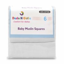 Dudu N Girlie 100 Percent Cotton Baby Muslin Squares, 6-Piece, White