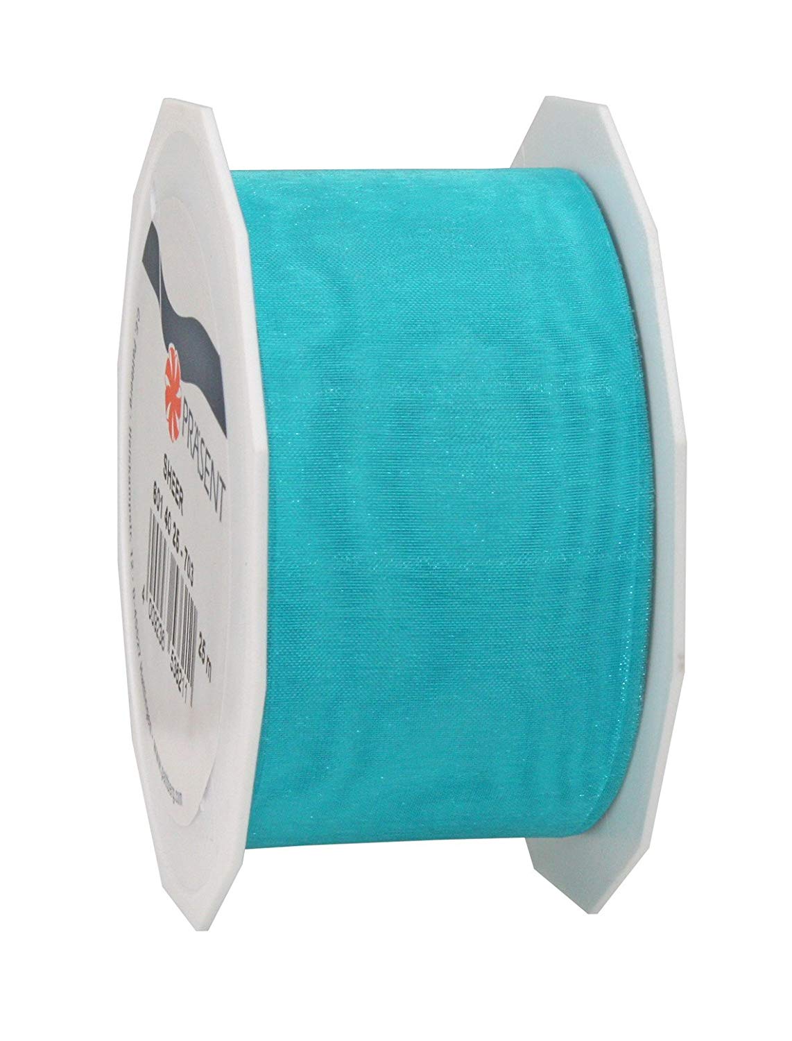PRÄSENT Organza Ribbon, Polyester, Turquoise, 40mm-25m, 40 mm