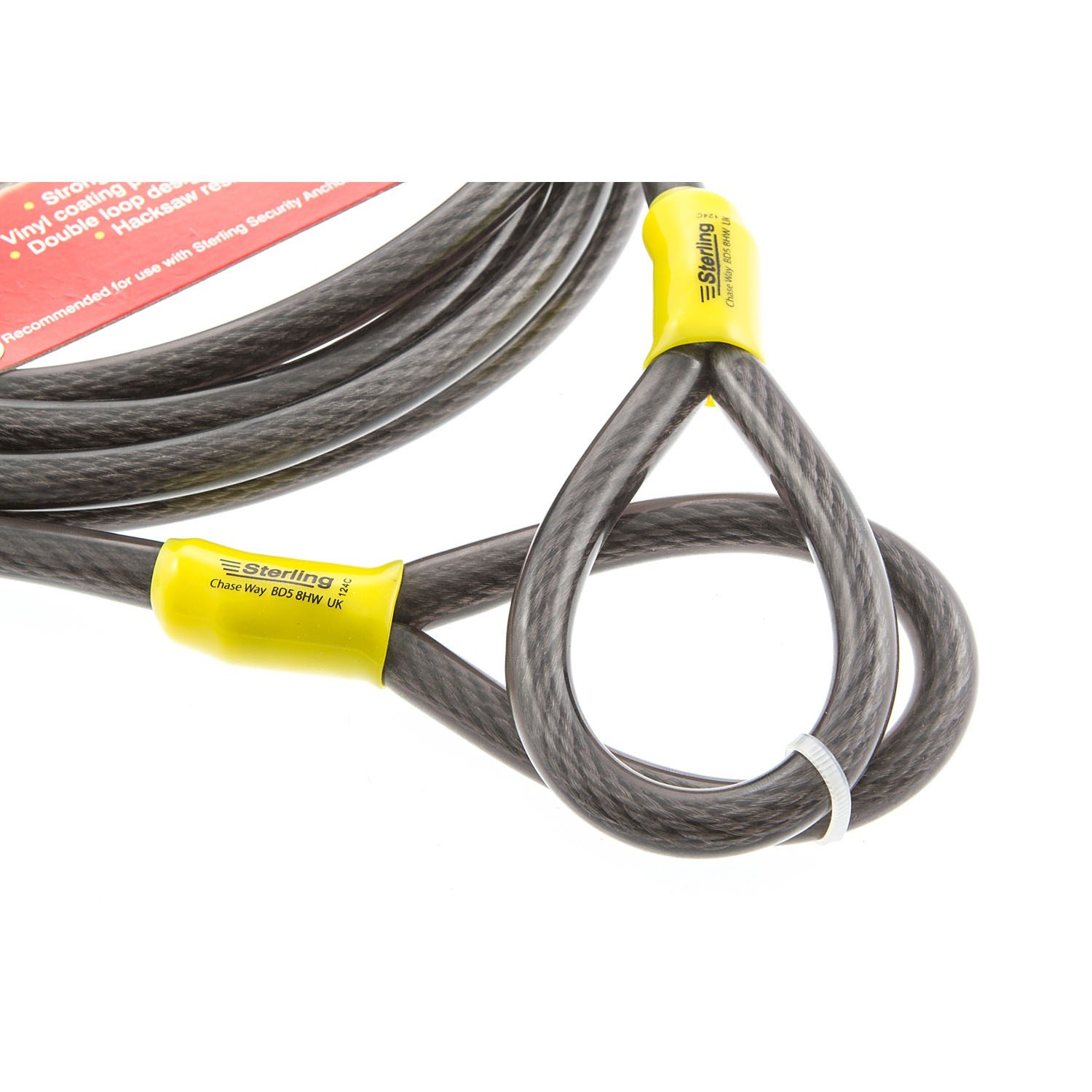 Burg-Wachter 124C Double Loop Vinyl Coated Multi-Stranded Braided Steel Cable with Self Coiling, Black - Image 3