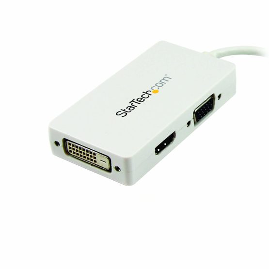 StarTech Travel A/V Adapter: 3-in-1 Mini DisplayPort to VGA DVI or HDMI Converter - White (MDP2VGDVHDW) - Image 2