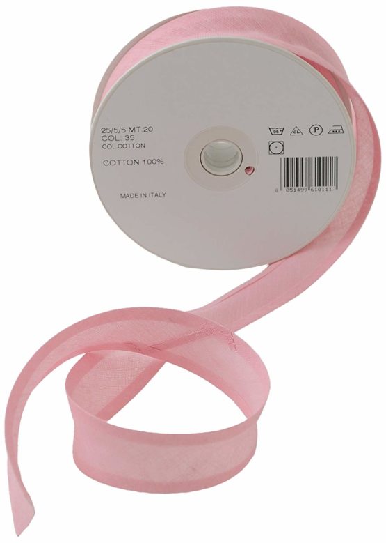 Inastri 25/5/5 mm Cotton Bias Binding, Pink