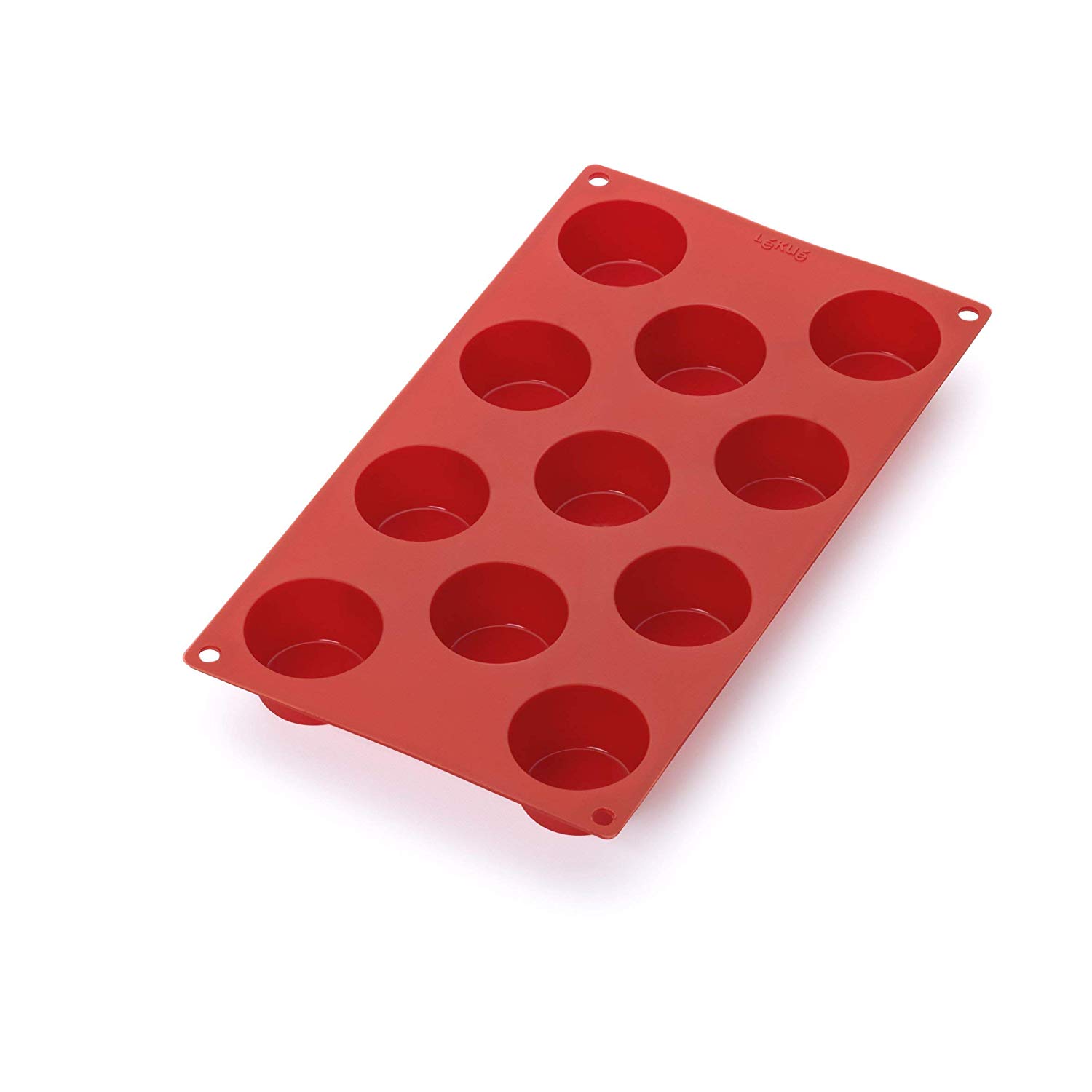 Lékué Mini Muffin Platinum Silicone Mould, 11 Cavities, Red