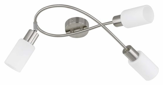 Reality Leuchten R80013907 Ceiling Light 3X E14 Max. 40W Bulbs [Not Included] Length 37 cm Matt Nickel/Opal Glass Matt White
