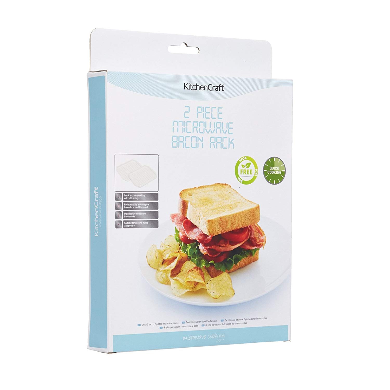 KitchenCraft Microwave Bacon Crisper, Plastic, 12 x 9 cm, Pack of 2