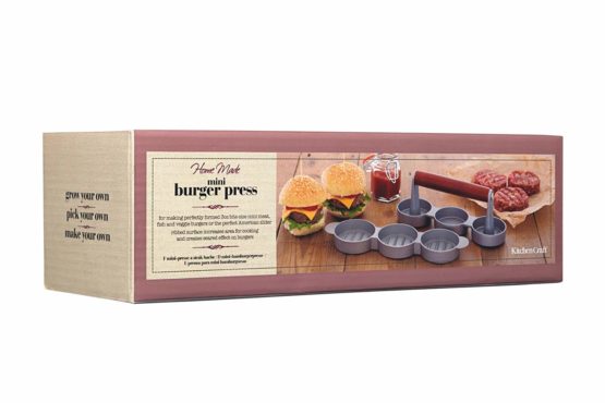KitchenCraft Home Made Non Stick Mini Burger Press in Gift Box, Aluminium, 24.5 x 7 x 8.5cm - Image 2
