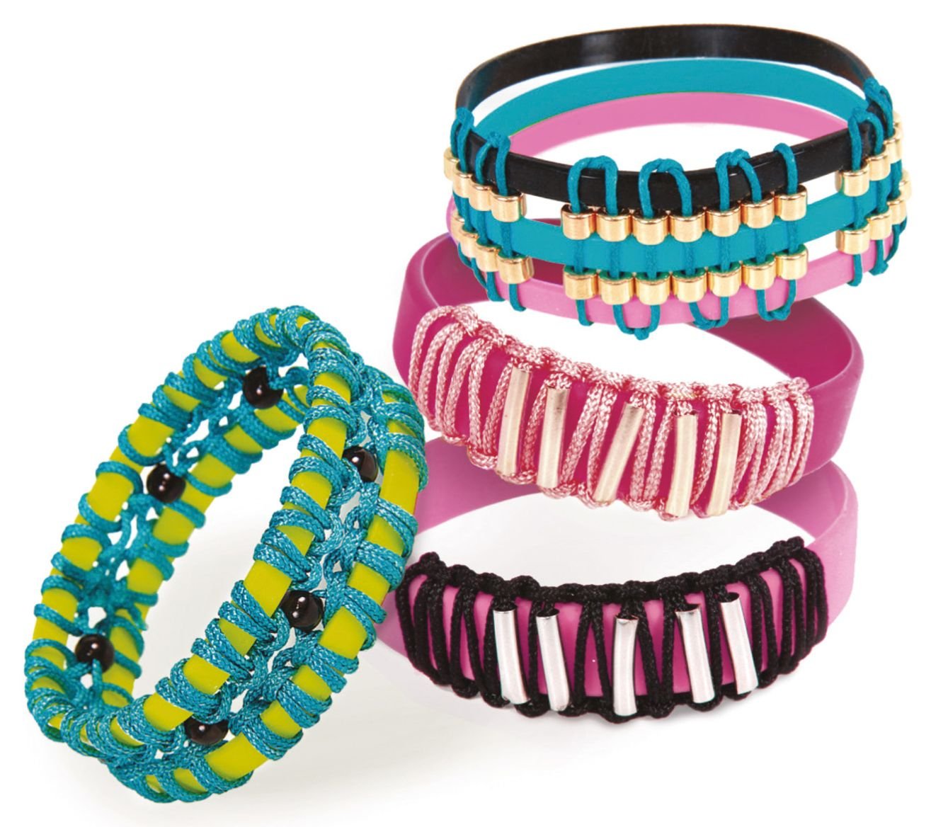 Lena 42652, Craft set Wrappy Bands, set for 3 wrap-around armbands with 7 silicone ribbons in 5 colours - Image 4