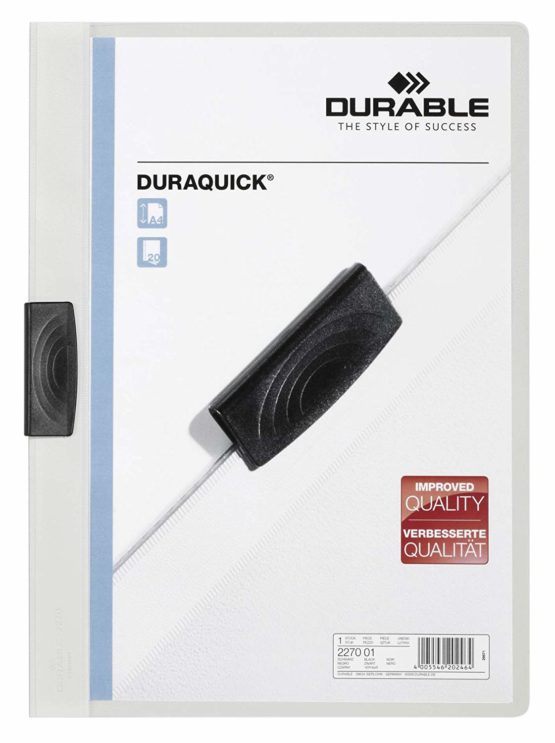 Durable Duraquick 227002 Clip File for 20 Sheets A4 - White (Pack of 20)