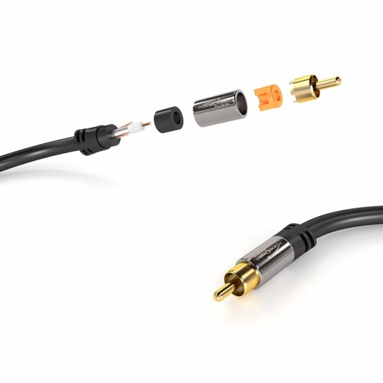 KabelDirekt – 3m – RCA/phono subwoofer lead cable, 1 to 1 RCA/phono, audio/digital/video (coax cable, RCA/phono male/male cinch plugs, for amps/Hi-Fis, audio signals/composite video, 75 ohm, black) - Image 3