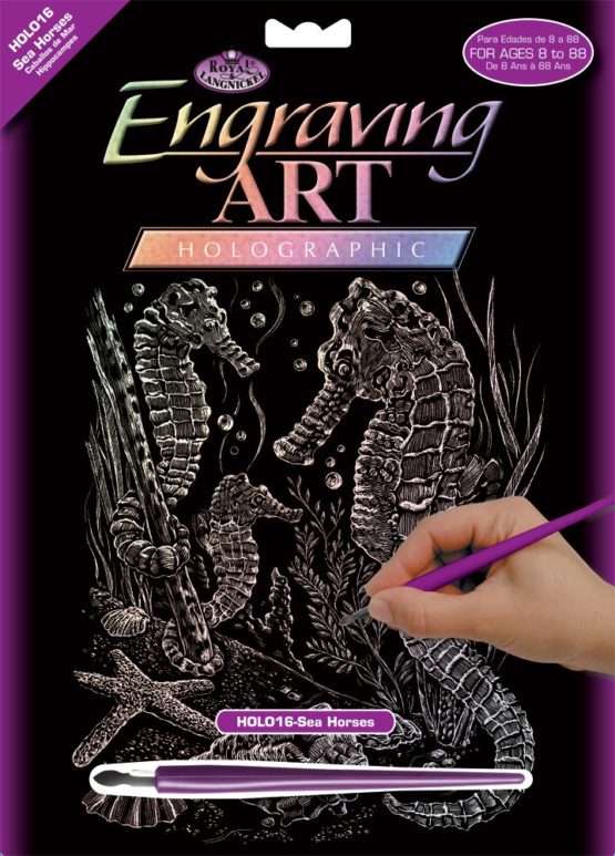 Royal & Langnickel Glow In The Dark Engraving Art A4 Size Sea Horses Designed Painting Set - Image 3