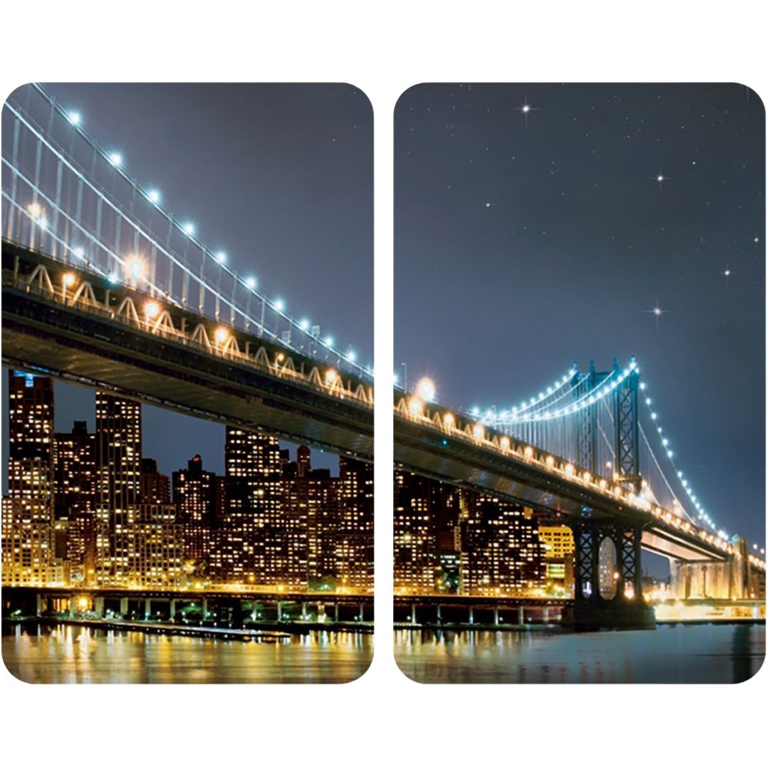 Wenko 2521320100 Universal Cover Plates Brooklyn Bridge Set of 2, Tempered Glass, 30 x 1.84.5 x 52 cm, Mehrfarbig
