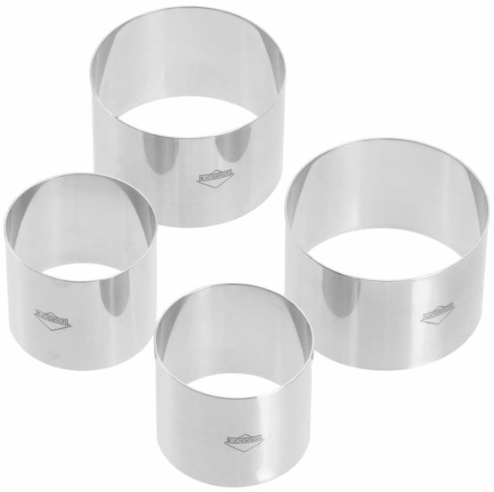 Kuchenprofi Rosti Dessert Decorating Ring Set Stainless Steel Silver 4 Piece Set 2 (6 cm x 6 cm x 5 cm) & 2 (8 cm x 8 cm x 5 cm)