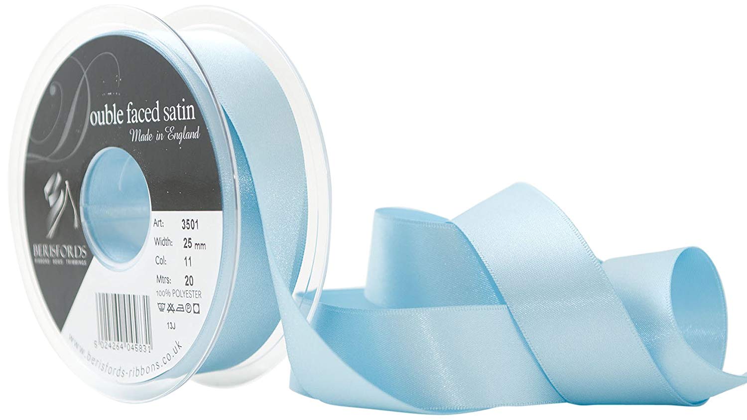 Berisfords Double Satin Ribbon, Saxe, 25 mm x 20 m, 3501-SX-25