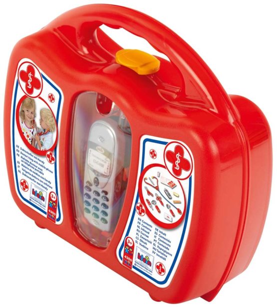 Theo Klein 4350 Doctor's Case with Mobile Phone I Robust case with stethoscope, syringe and much more I With battery-powered mobile phone with sound I Dimensions: 27 cm x 24 cm x 10 cm I Toy for children aged 3 years and up - Image 2