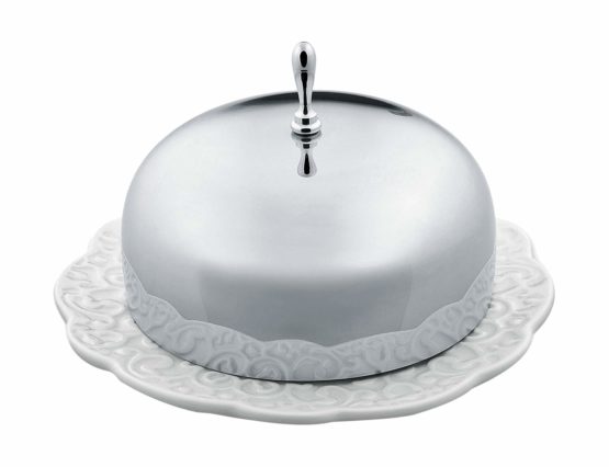Alessi MW16, Dressed Butter Dish, Porcelain, White