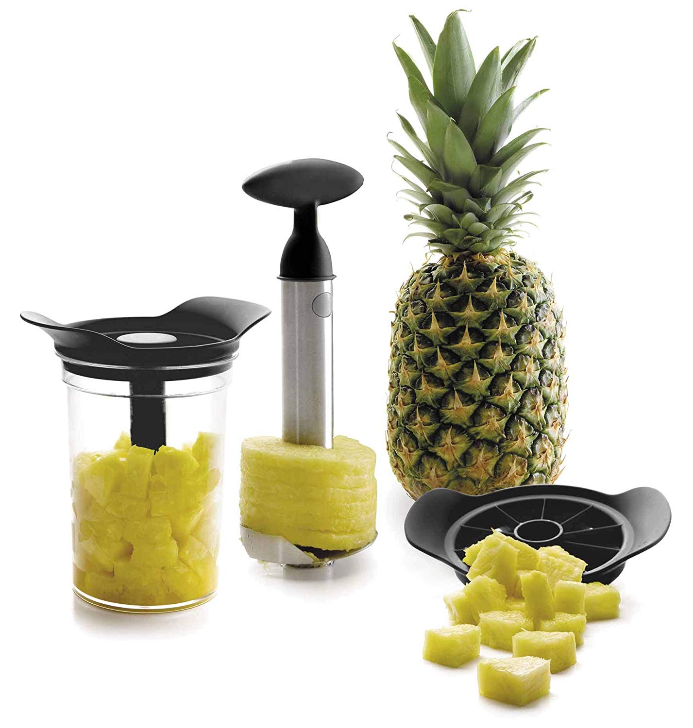 Lacor 60393 Pineapple Cutter/Peeler with Canister, 30 x 9 x 30 cm, Black
