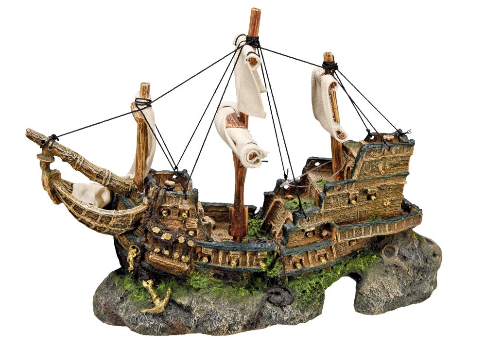 Nobby Ship Aquarium Ornaments, 33 x 13 x 23 cm, 28152, Brown or Beige