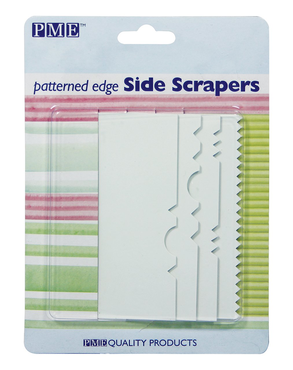 PME Patterned Edge Plastic Side Scraper Set, White, Standard