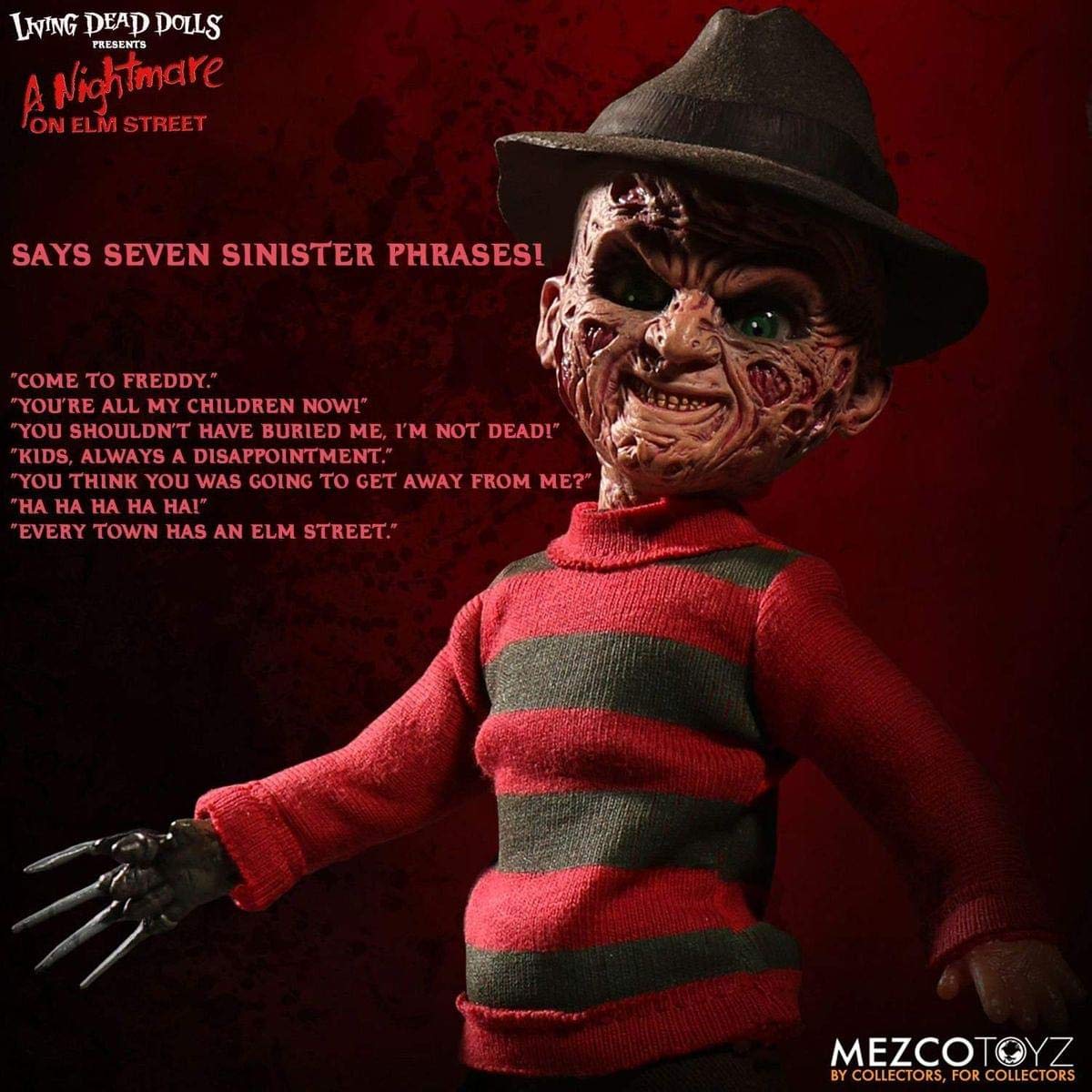 Living Dead Dolls Presents Freddy Krugger with Sound, Red, Green, Brown, 10 inches - Image 4