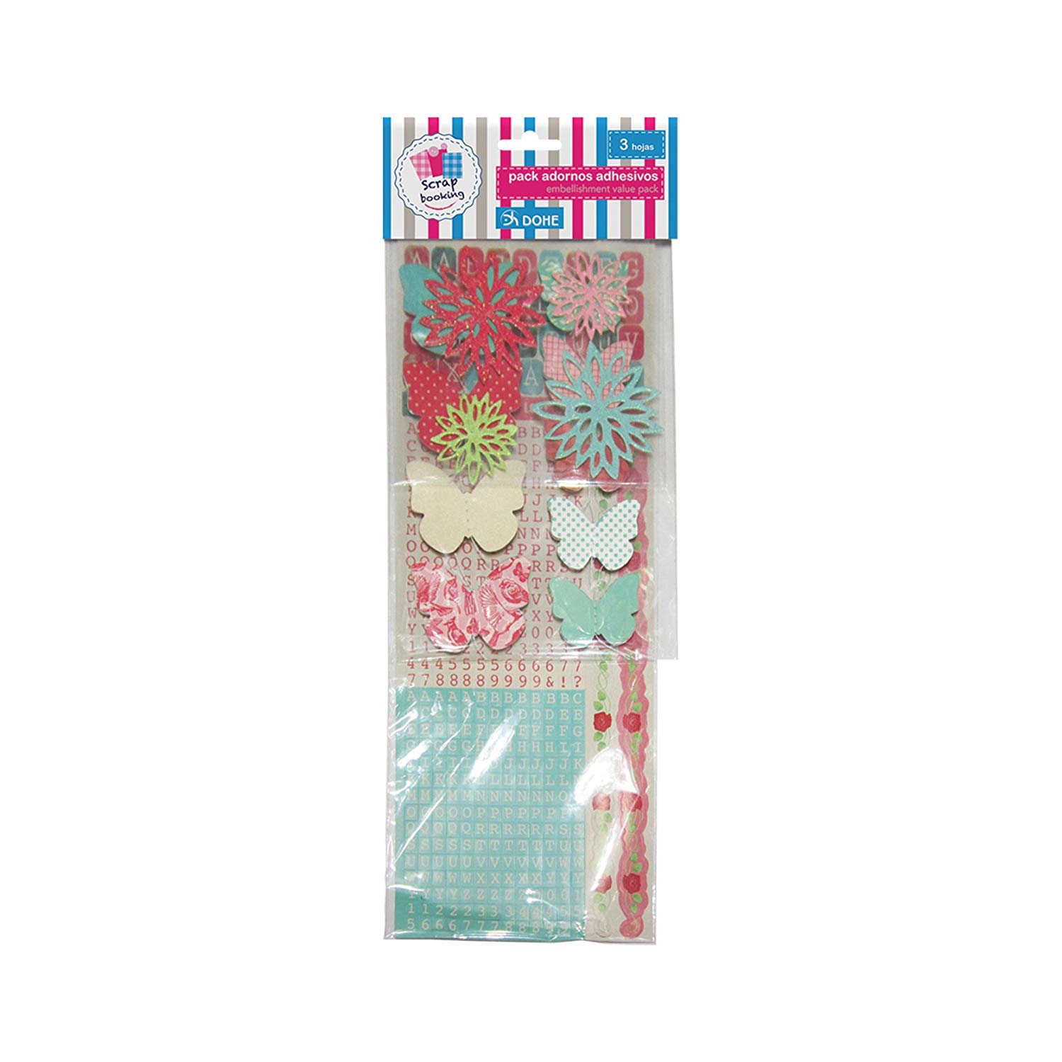 Dohe - Pack Too Cute Ornaments, 3 Sheets Adhesives (18052), Verschiedene Farben