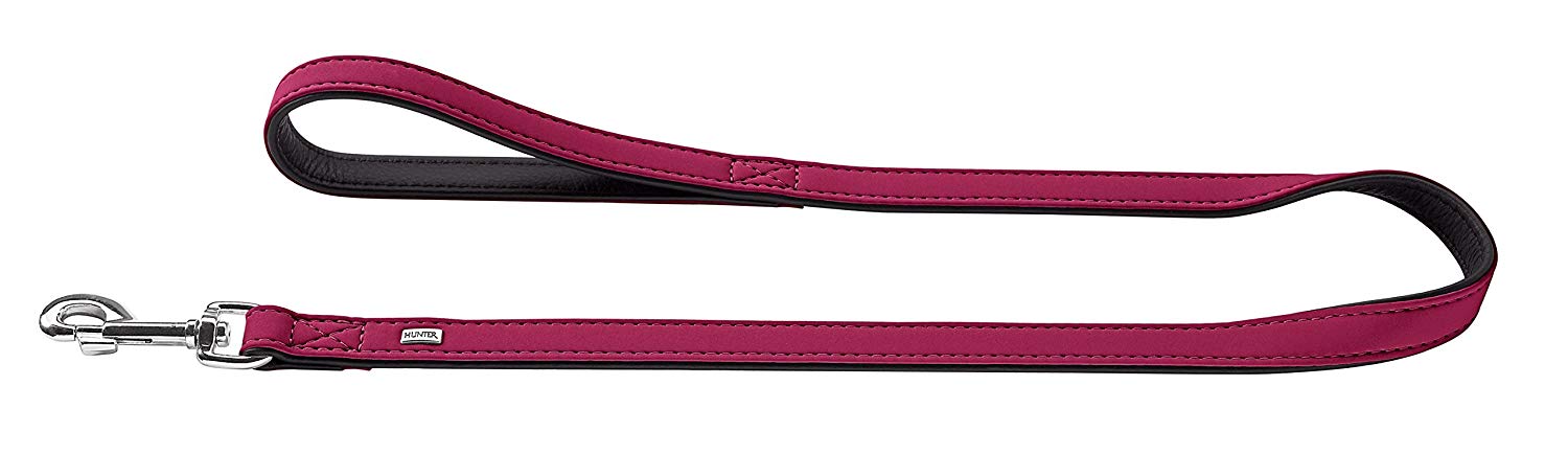 HUNTER Softie Art-Nubuk Nickel Lead Rope, 15 x 110 cm, Medium, Raspberry/Nappa Black/Pink, Raspberry/ black