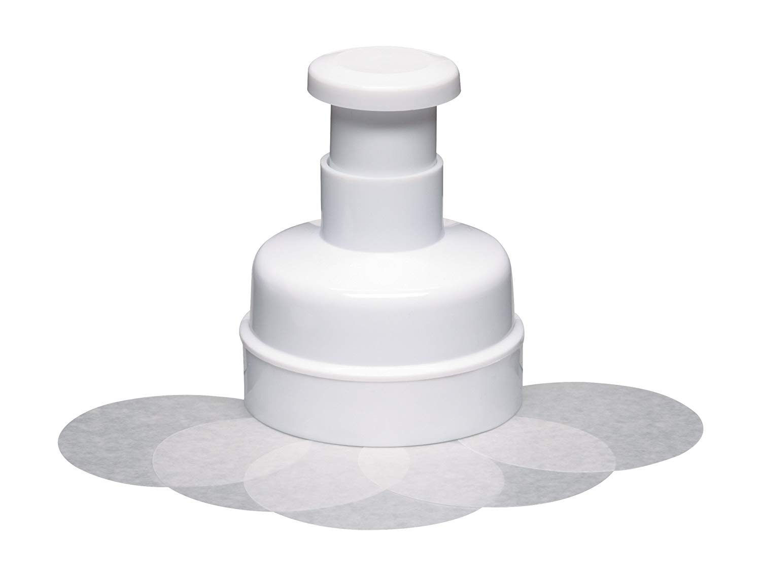 KitchenCraft Plastic Beef Burger Press/Fish Cake Maker with 1 Wax Discs, White