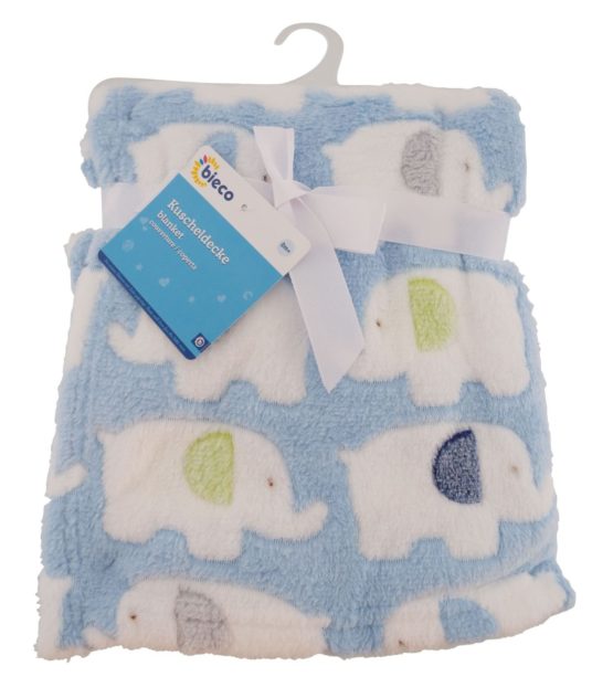 Bieco baby and children's fleece blanket elephant blue, and very cuddly, ideal as a bedspread, stroller blanket or play mat, 75 x 90cm - Image 3