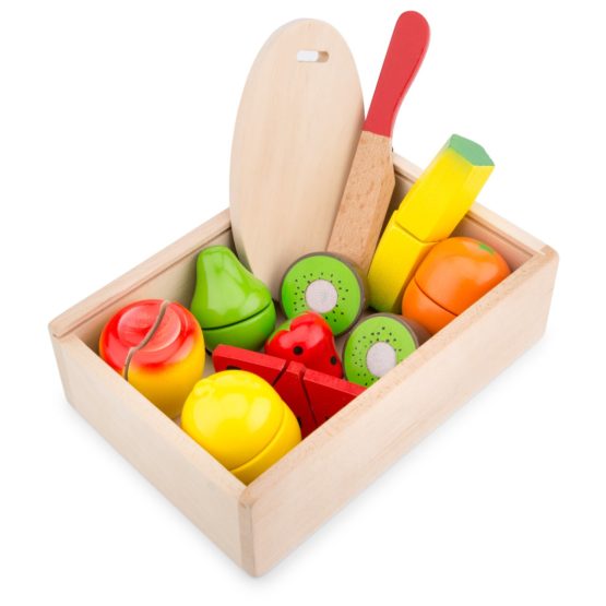 New Classic Toys 10581 Wooden Pretend Play Kids Cutting Meal Fruit Box Simulation Educational Perception Toy for Preschool Age Toddlers Boys Girls, Multi Color - Image 2