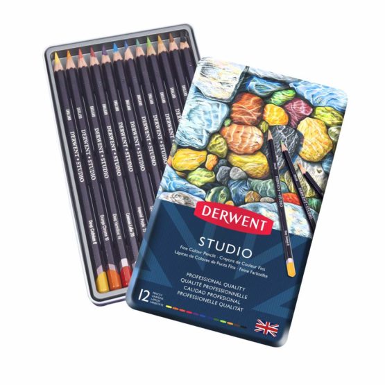 Derwent 32196 Studio Colouring Pencils, Set of 12, Professional Quality, Multicolor, tin 12 - Image 2