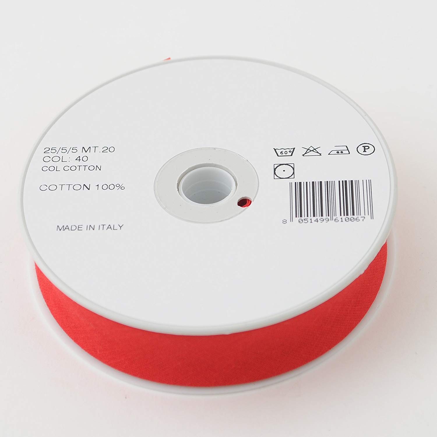 Inastri Trimz 25/5/5 mm Cotton Bias Binding, Bridal Red 40 – Double‑Fold Sewing Tape for Quilting - Image 3