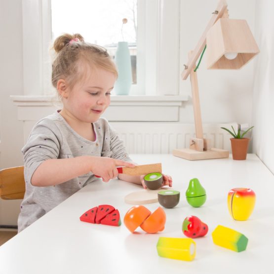 New Classic Toys 10581 Wooden Pretend Play Kids Cutting Meal Fruit Box Simulation Educational Perception Toy for Preschool Age Toddlers Boys Girls, Multi Color - Image 3