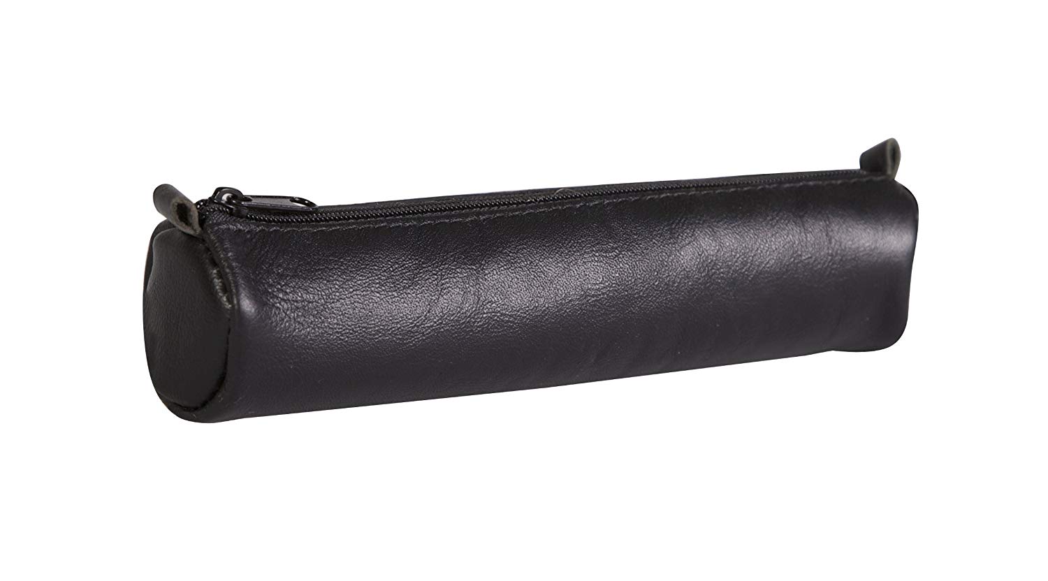 Clairefontaine 77019C, Collection Age Bag, A Small Round Pencil Case in Genuine Black Lambskin Leather
