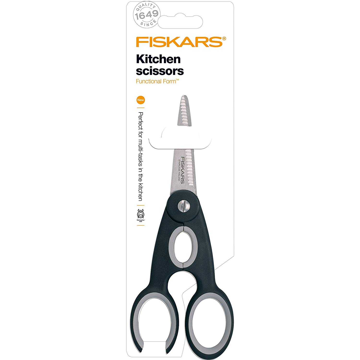 Fiskars Kitchen Scissors, Total Length 22 cm, Steel/Synthetic Material, Functional Form