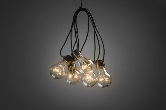 Konstsmide LED Party Light Festoon Lights/Outdoor (IP44)/5 Clear Bulbs/40 Amber White Diodes/6h Timer/Black Cable/Battery Operated: 4xAA 1.5V (excl.),500 x 50 x 300 cm,2372-800 - Image 3