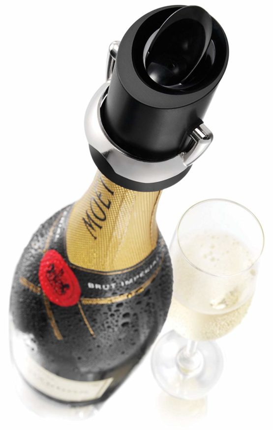 Vacu Vin Champagne Saver- Stopper & Pourer, Black, 2.08 oz.