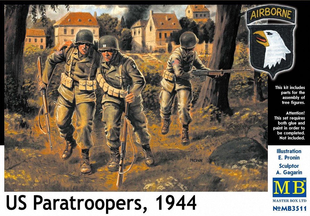 Masterbox 1:35 Scale MB3511 "US Paratroops 1944" Construction Kit (Grey)
