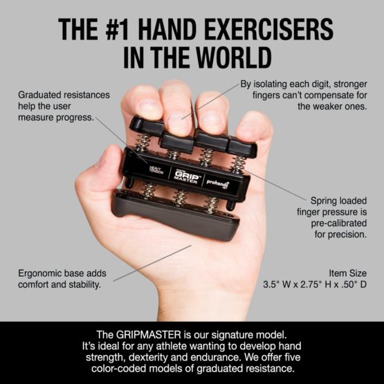 ProHands Gripmaster Heavy Tension Hand and Finger Exerciser - Black, 9 Pounds - Image 4