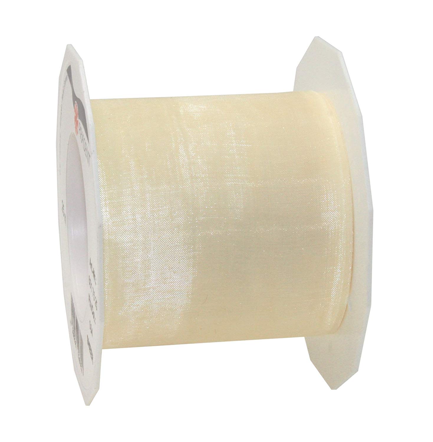 PRÄSENT Organza Ribbon, Polyester, Cream, 72mm-25m, 72 mm