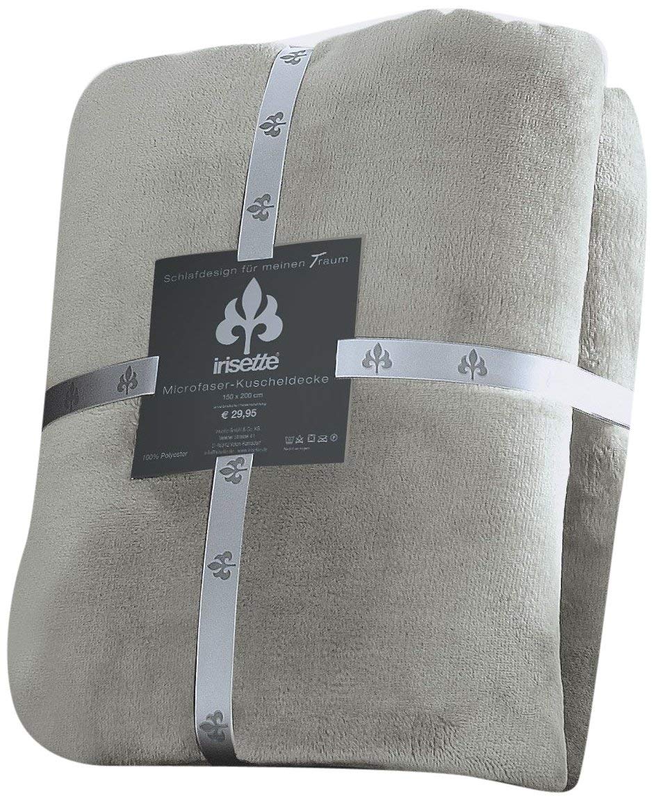 Irisette Castel 8900-14 Blanket Plain Microfibre 150 x 200 cm Slate-Coloured, Grey