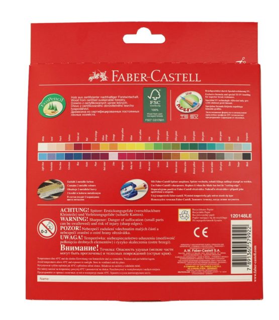 Faber-Castell 120148 Environmentally-Friendly Colouring Pencils 48-Pack Sharpener Cardboard Box Castle - Image 4