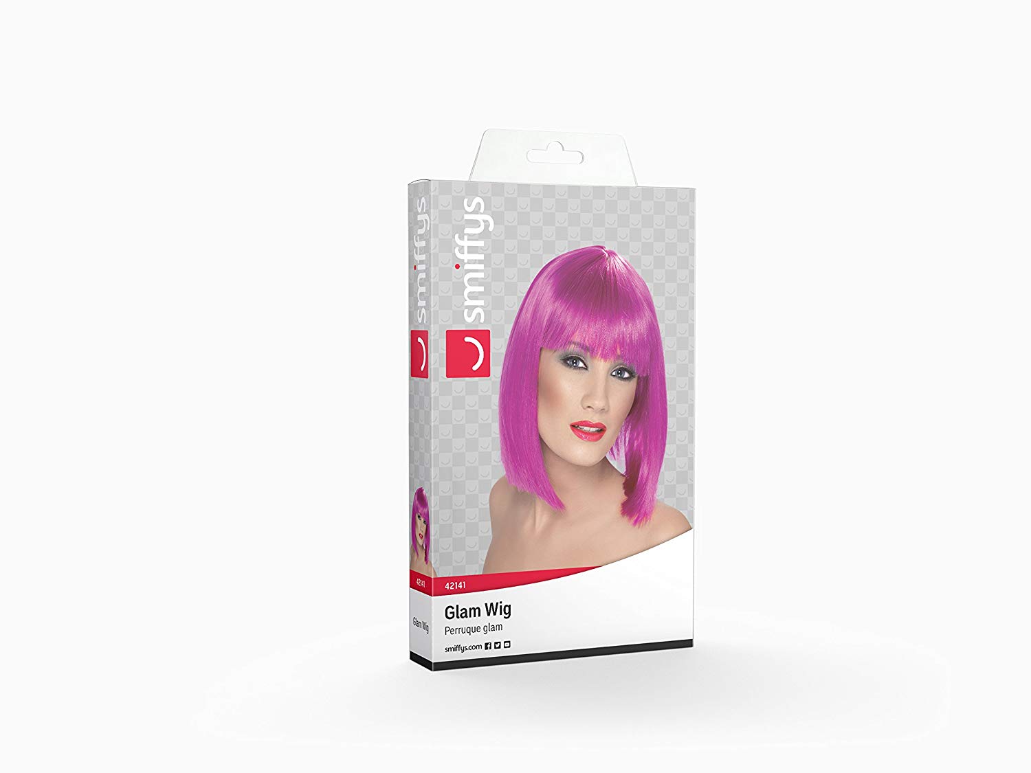 Smiffys Glam Wig, Neon Purple - Image 2