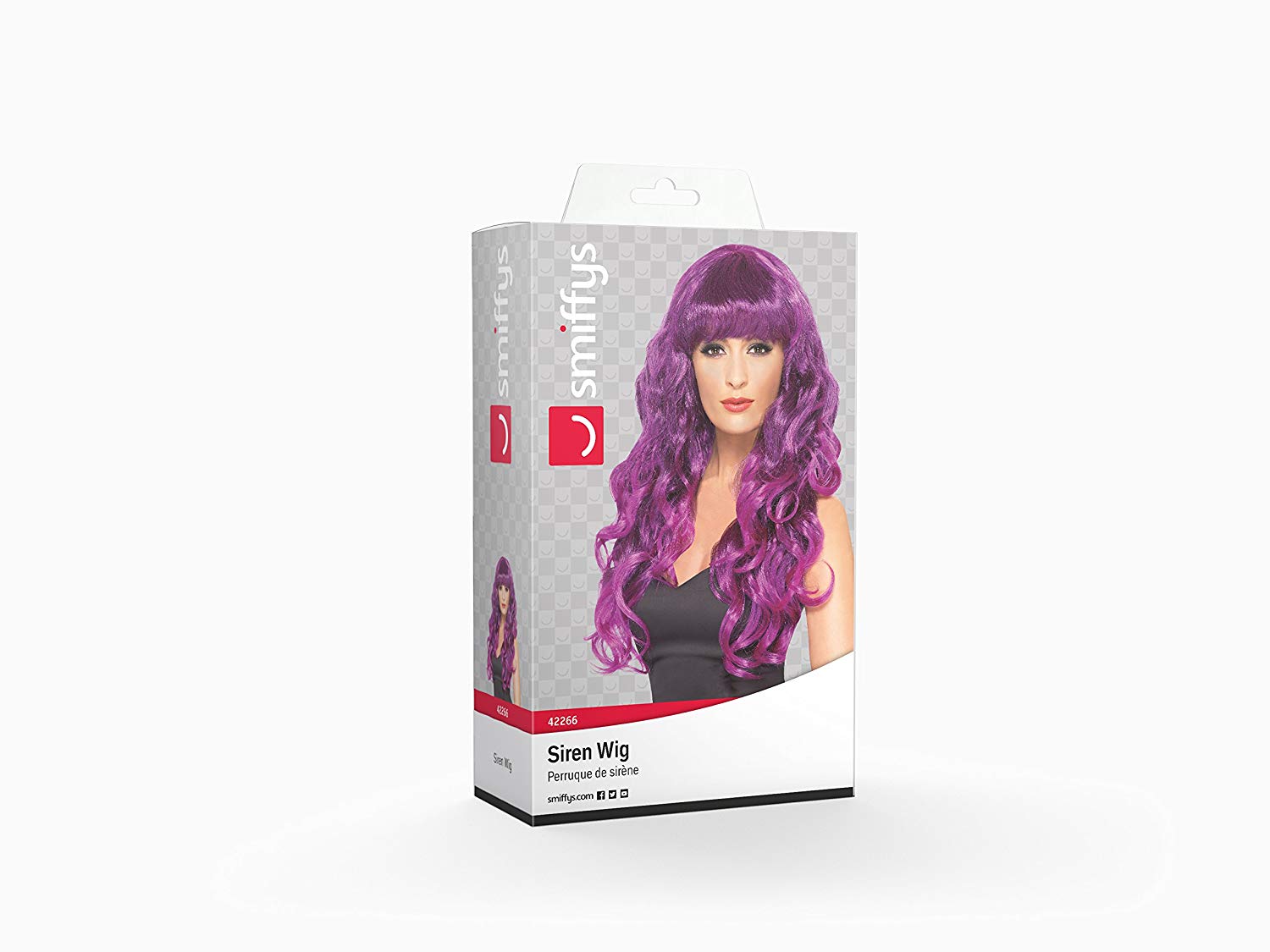 Smiffys Siren Wig, Purple Long, Curly & with Fringe, Ladies Glamour Wigs Fancy Dress, Adult Dress Up Wigs - Image 2