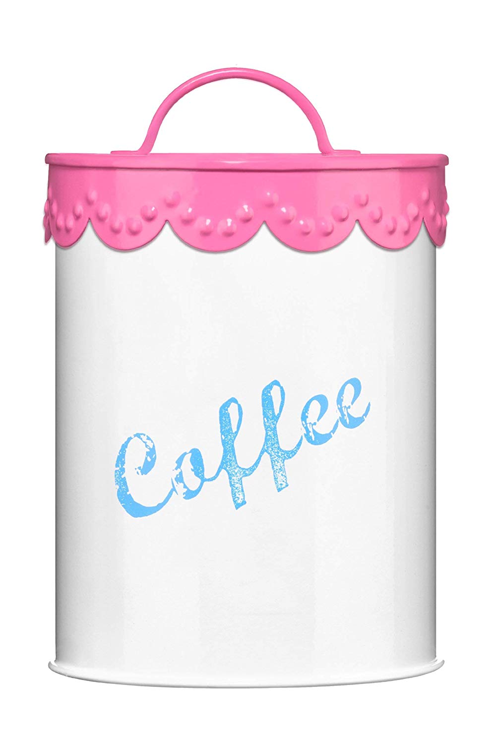Premier Housewares Pink Lace Coffee Canister, 0507937, H13 x W11 x D11cm