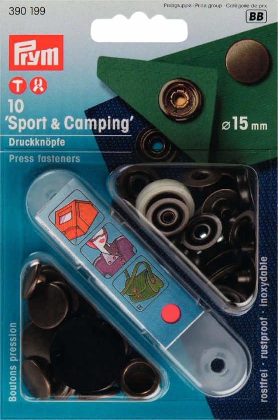 Prym Non-sew Fasteners Sport&Camping Antique Brass 15 mm, one size - Image 3